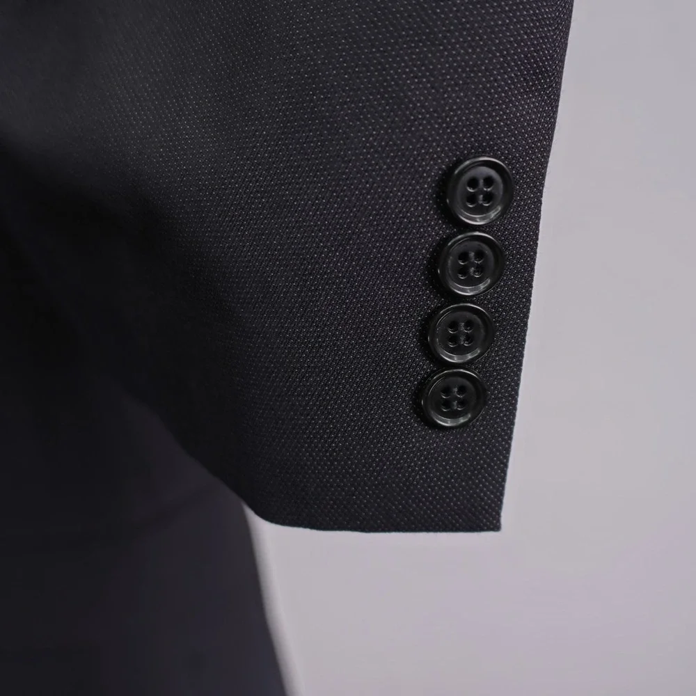 Calvin Klein Textured Wool Blend Blazer 42R Black Gray Birdseye‎